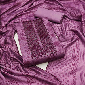 Mauve Sequins Embroidered Vichitra Silk Dress Material