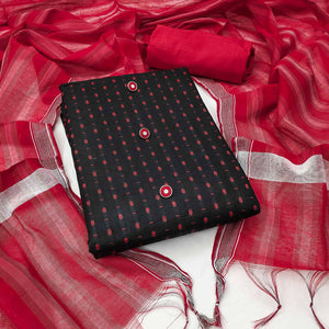 Black Woven Pure Cotton Dress Material