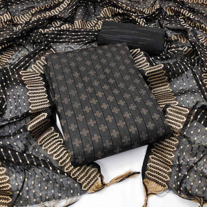 Black Woven Pure Cotton Dress Material