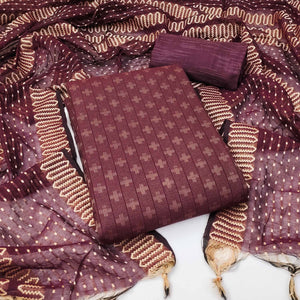 Maroon Woven Pure Cotton Dress Material