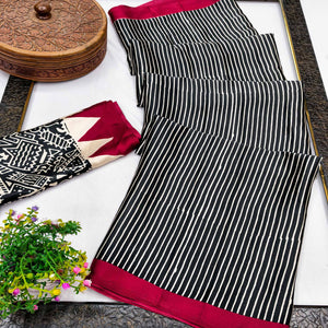 Black Crepe Silk Saree with Exquisite Ajrakh Pallu Detailing for Elegant Ethnic Styling