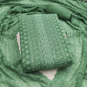 Lightweight Pista Green Georgette Dress Material Adorned with Beautiful Floral Embroidery