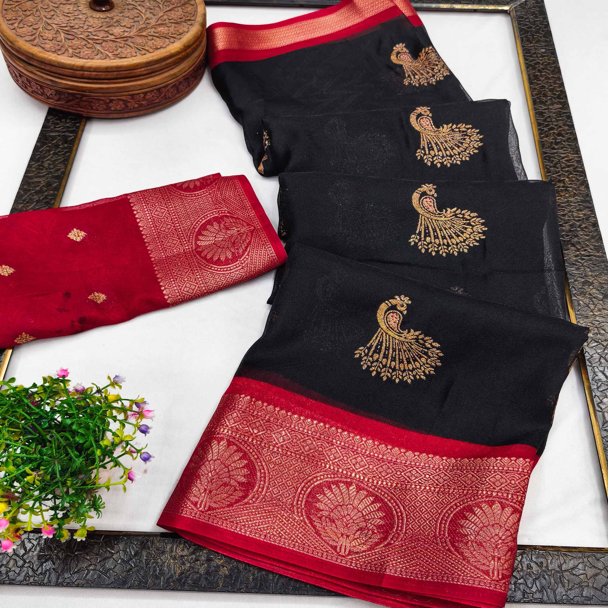 Festive Black Dola Silk Saree Enhanced with Ornate Zari Weaving