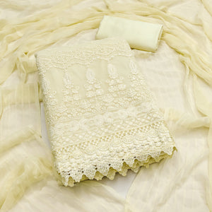 Stunning Yellow Floral Embroidery With Sparkling Sequins Work Georgette Dress Material