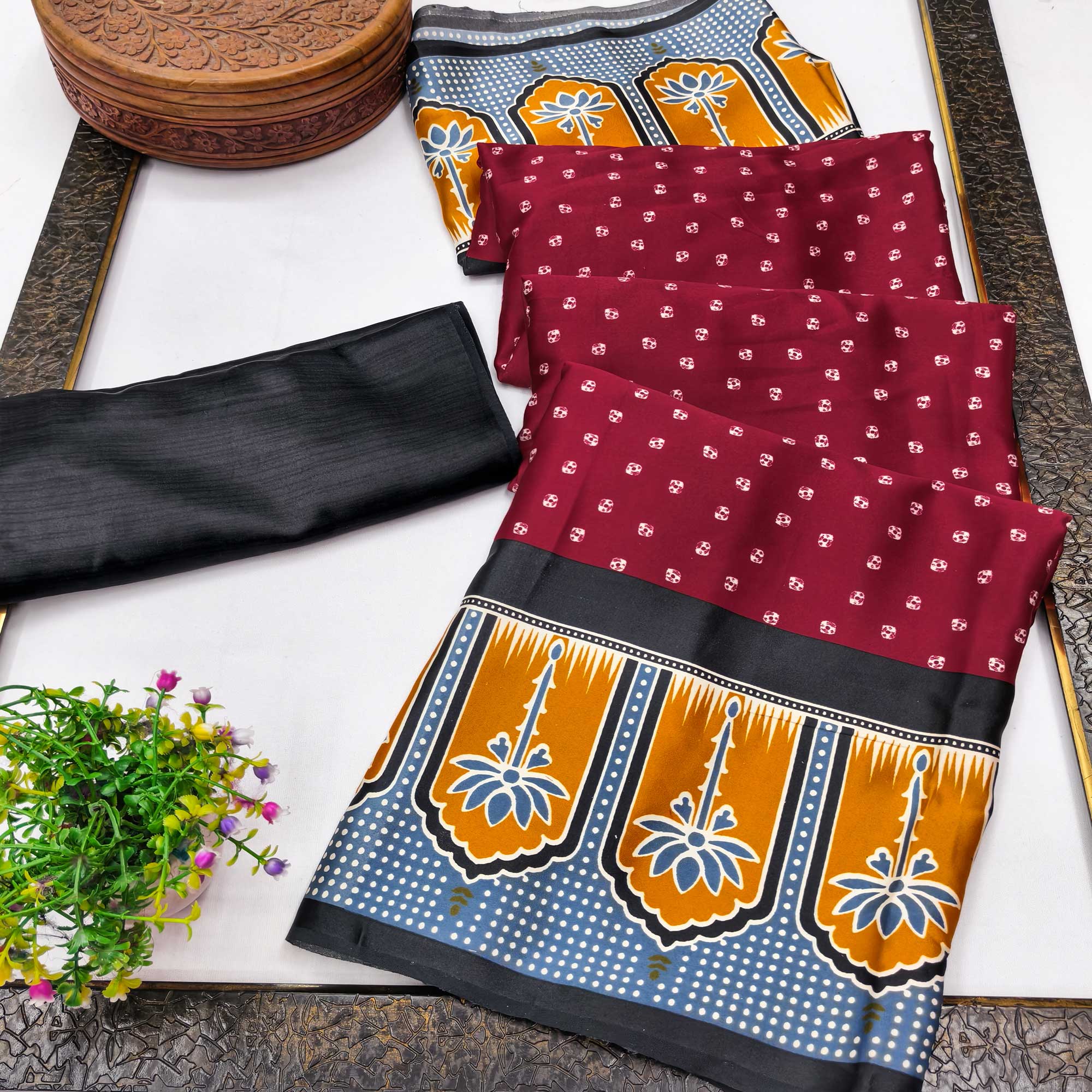 Classic Maroon Crepe Silk Saree Enhanced with Bandhani Work for Timeless Appeal