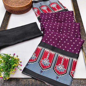 Classic Purple Crepe Silk Saree Enhanced with Bandhani Work for Timeless Appeal