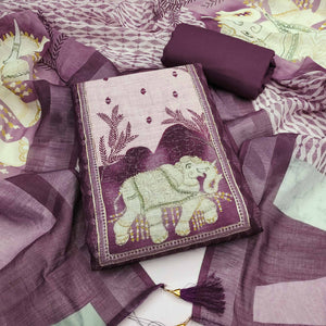 Purple Premium Woven Linen Dress Material for Comfortable Styling