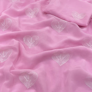 Baby Pink Embroidered Georgette Saree