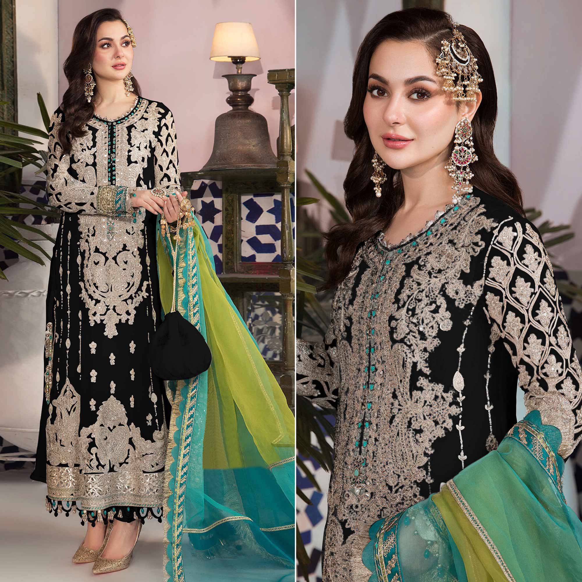 Black Floral Embroidered Georgette Pakistani Suit