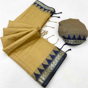 Mustard Pure Silk Handloom Saree with Intricate Jacquard Weave
