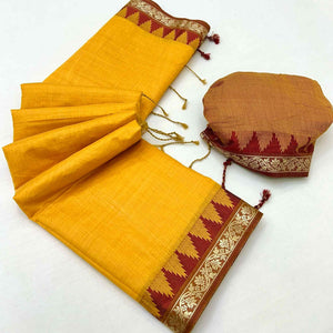 Yellow Pure Silk Handloom Saree with Intricate Jacquard Weave