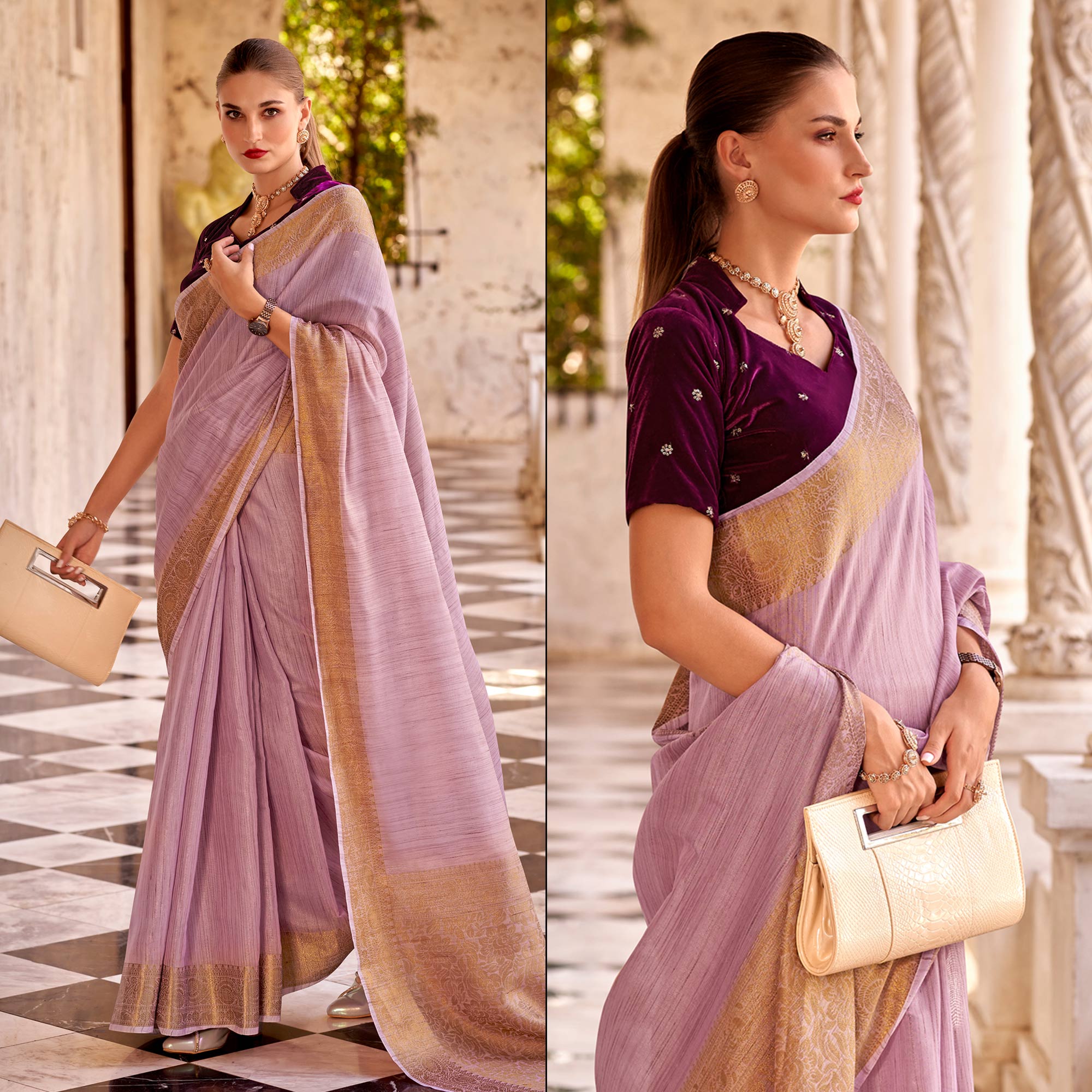 Light Purple Woven Tissue Saree