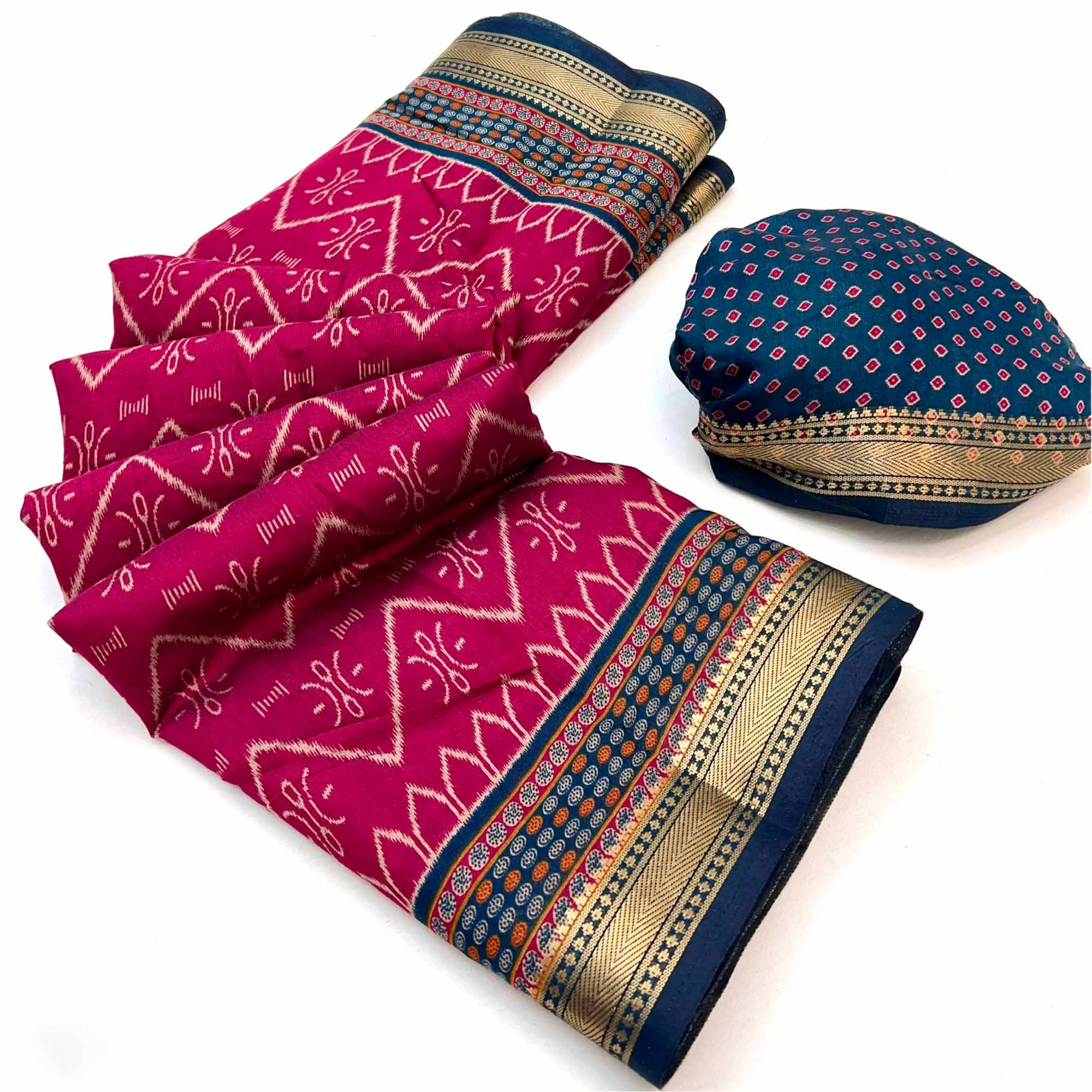 Comfortable Pink Mulmul Cotton Saree with Modern Zig Zag Design