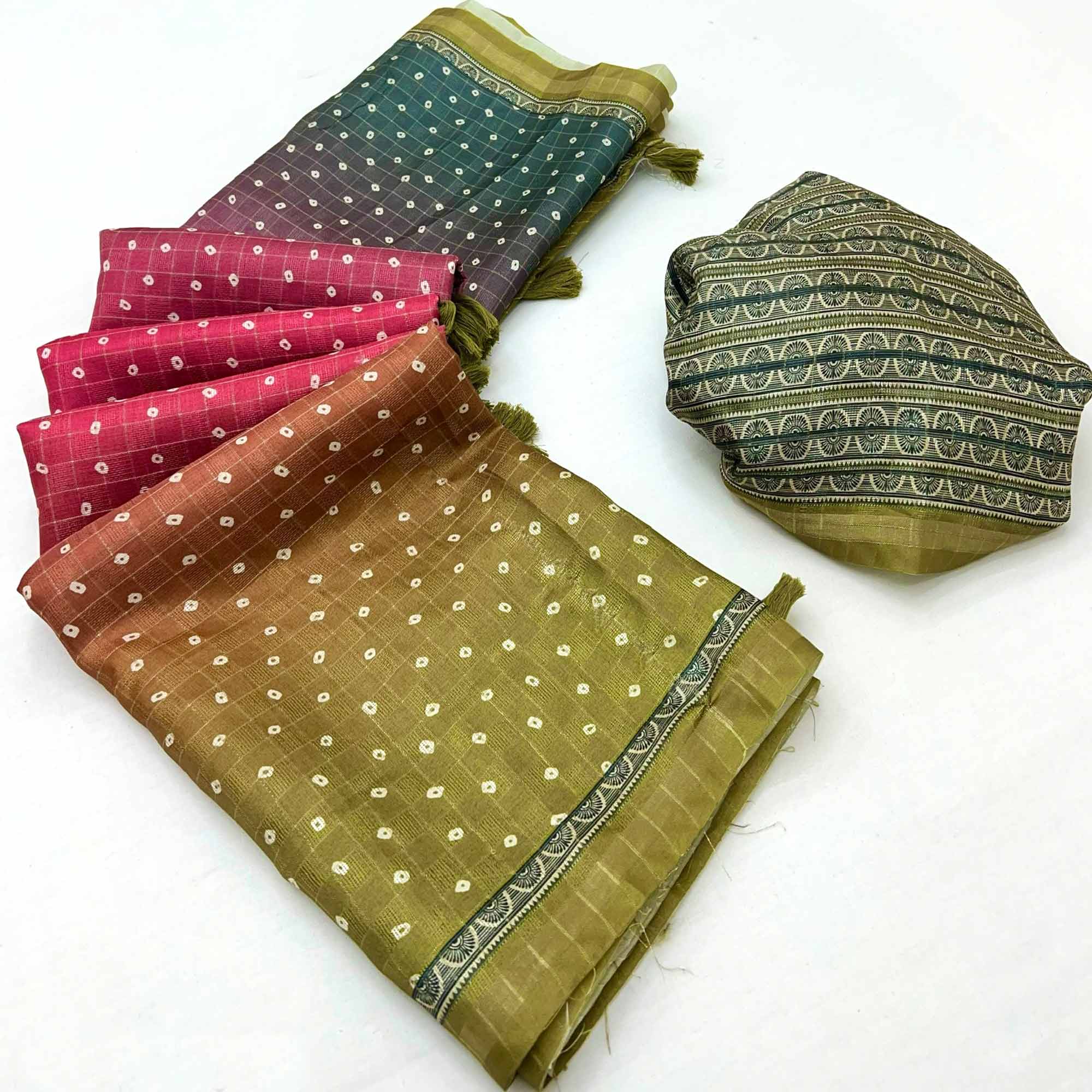 Vibrant Multicolor Maheshwari Cotton Silk Saree Featuring Classic Bandhani Prints