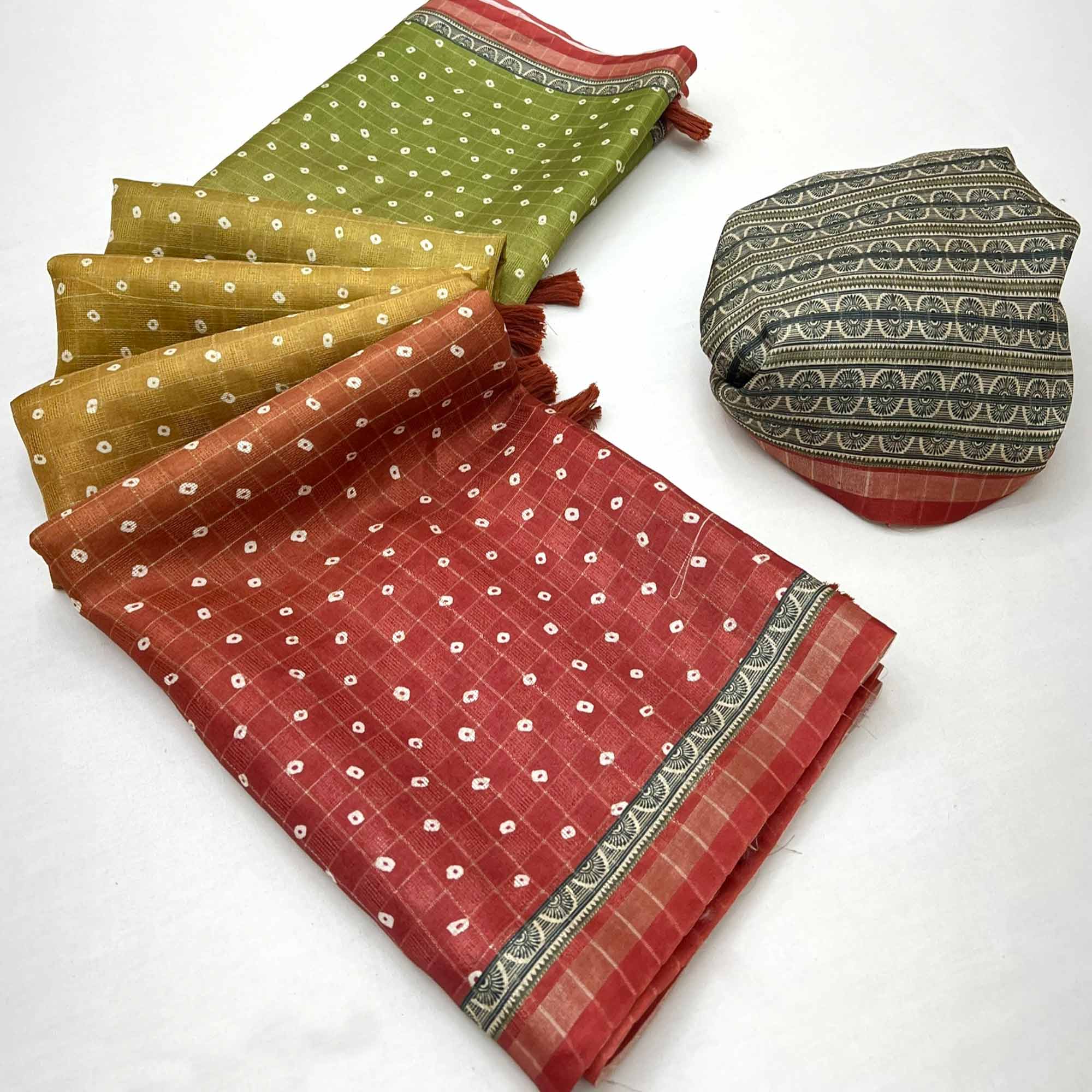 Vibrant Multicolor Maheshwari Cotton Silk Saree with Timeless Bandhani Design