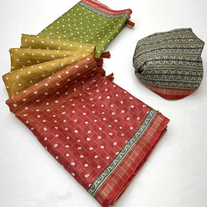 Vibrant Multicolor Maheshwari Cotton Silk Saree with Timeless Bandhani Design