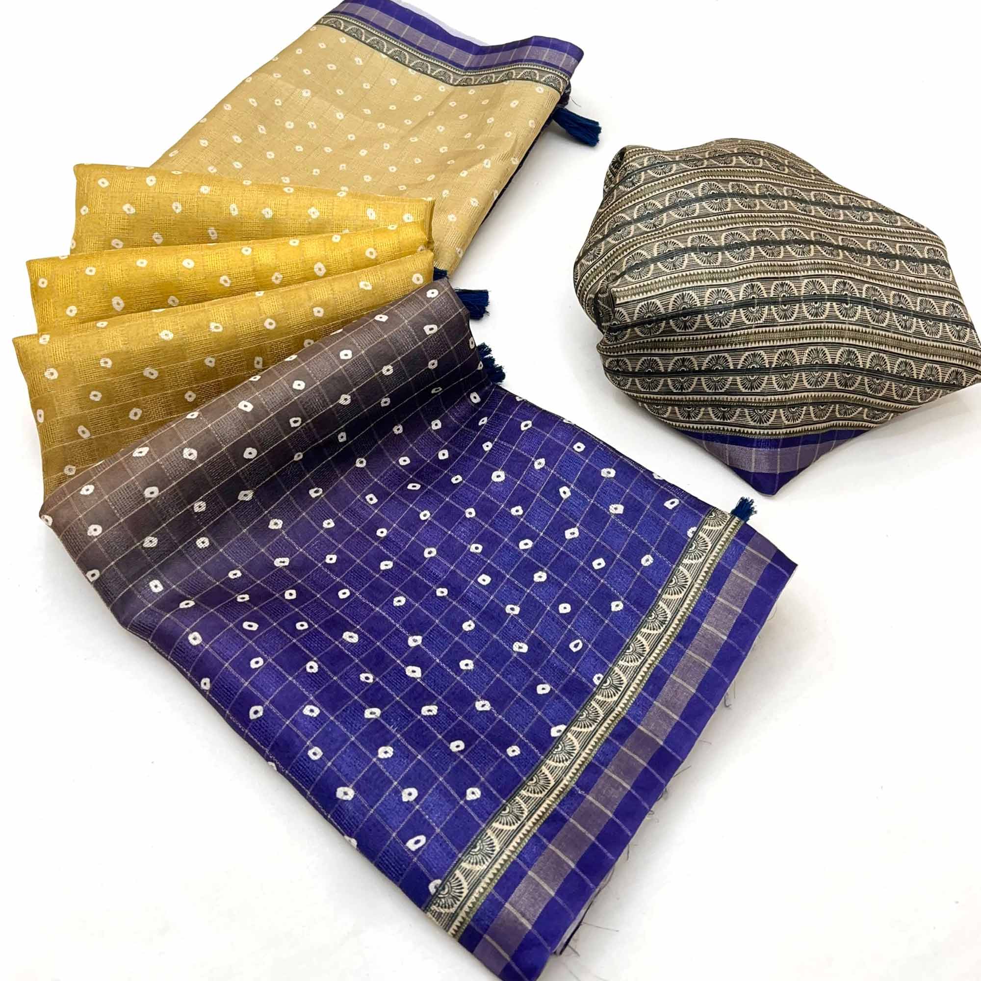 Multicolor Maheshwari Cotton Silk Saree Adorned with Traditional Bandhani Prints