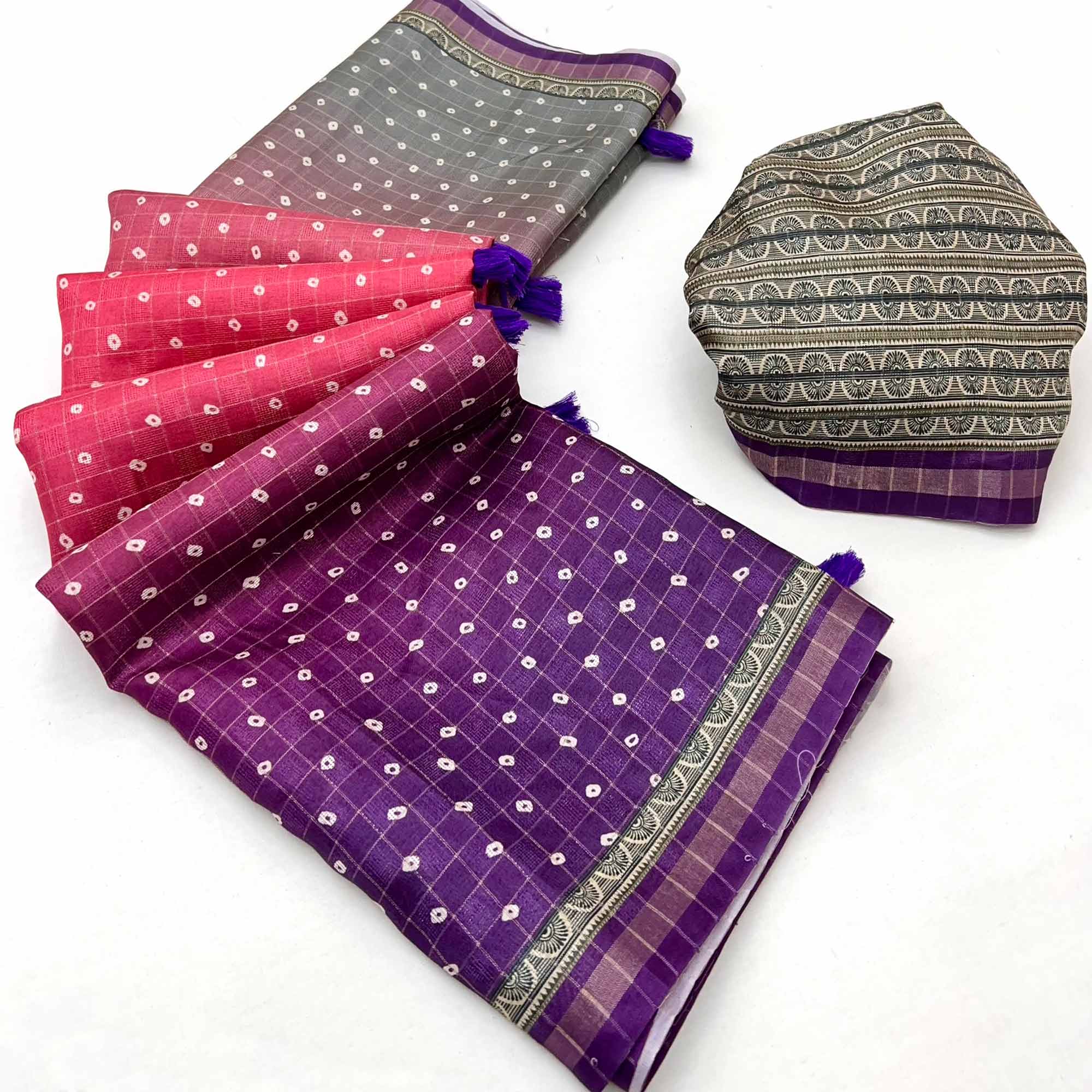 Multicolor Bandhani Print Saree in Elegant Maheshwari Cotton Silk