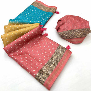Multicolor Maheshwari Cotton Silk Saree with Bandhani Patterns