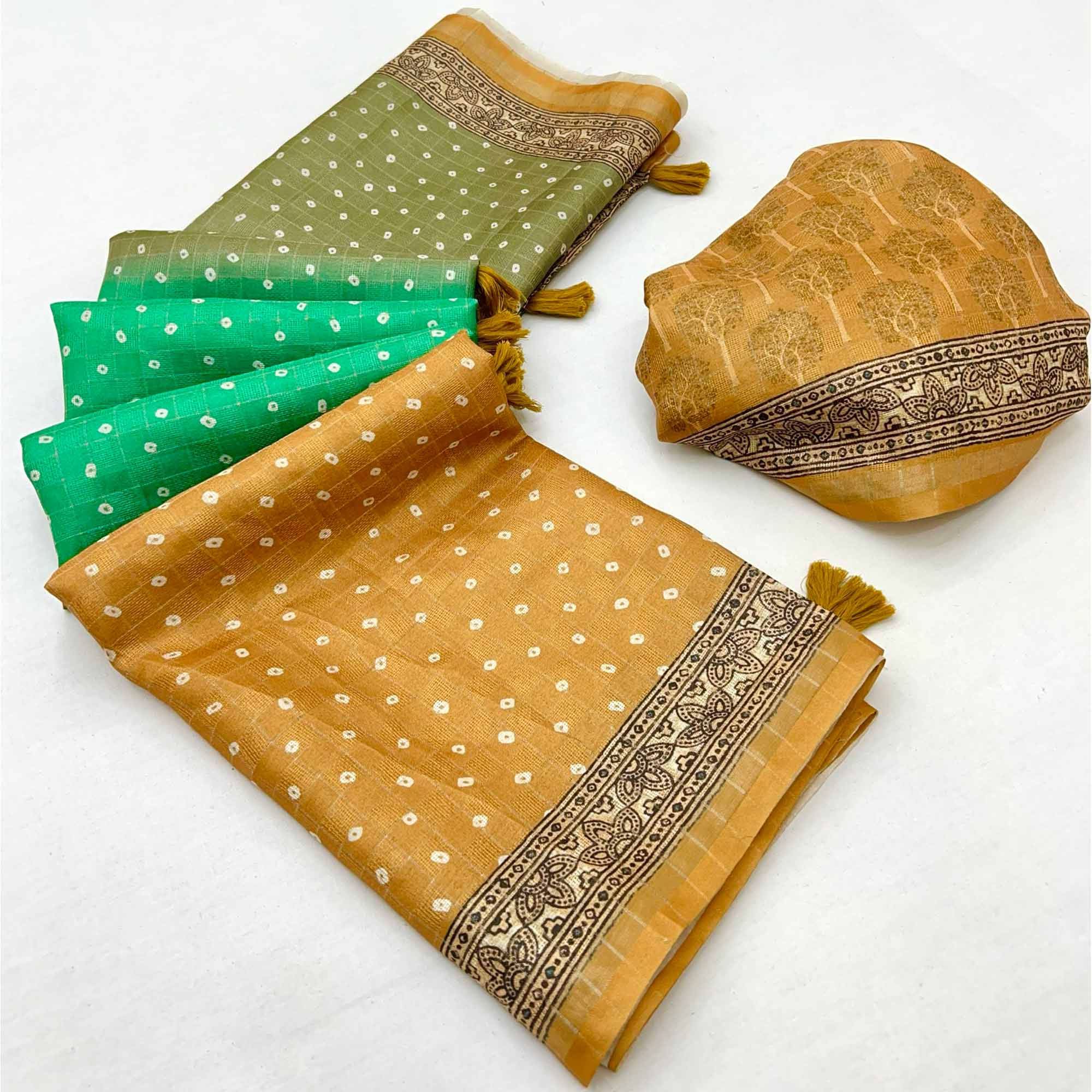 Multicolor Bandhani Printed Maheshwari Cotton Silk Saree for Festive Styling