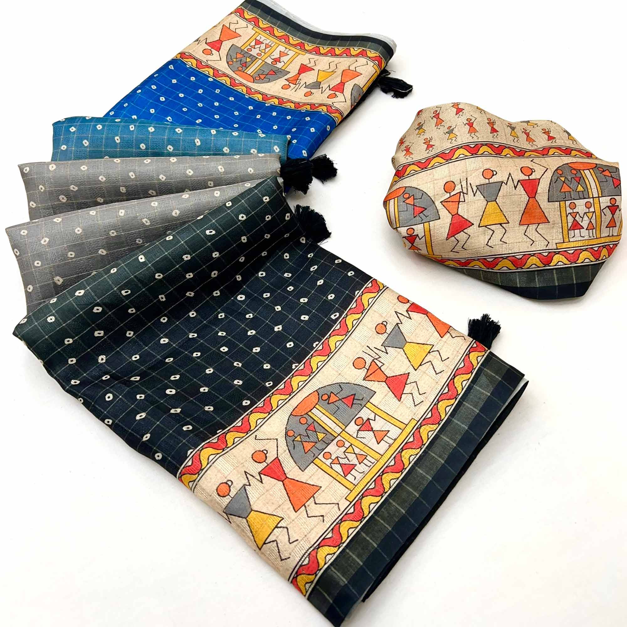 Lightweight Multicolor Maheshwari Cotton Silk Saree with Classic Bandhani Prints