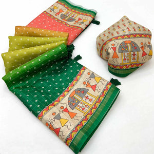 Multicolor Maheshwari Cotton Silk Saree with Heritage Bandhani Design
