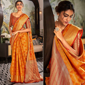 Yellow Woven Patola Pure Silk Saree