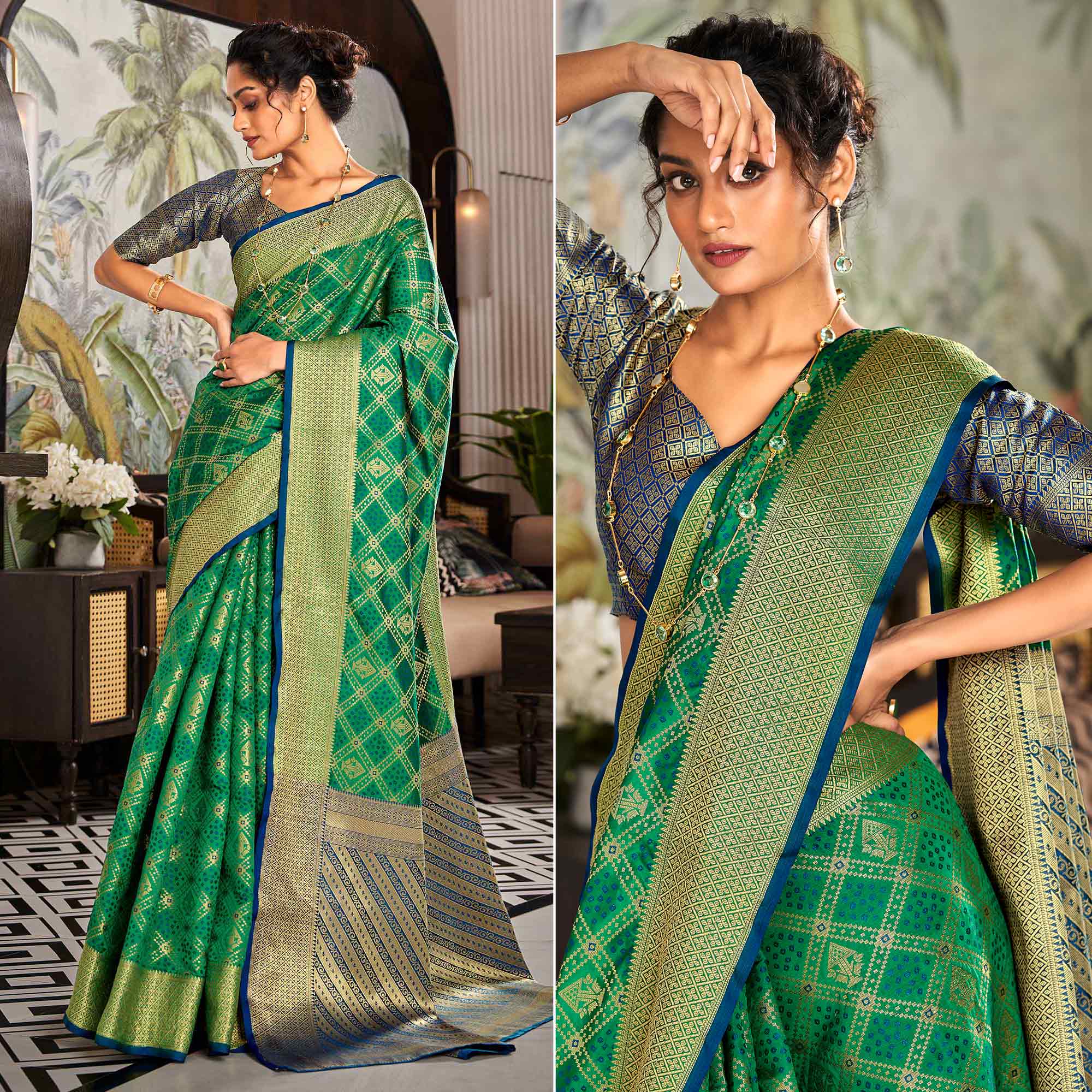 Green Woven Patola Pure Silk Saree