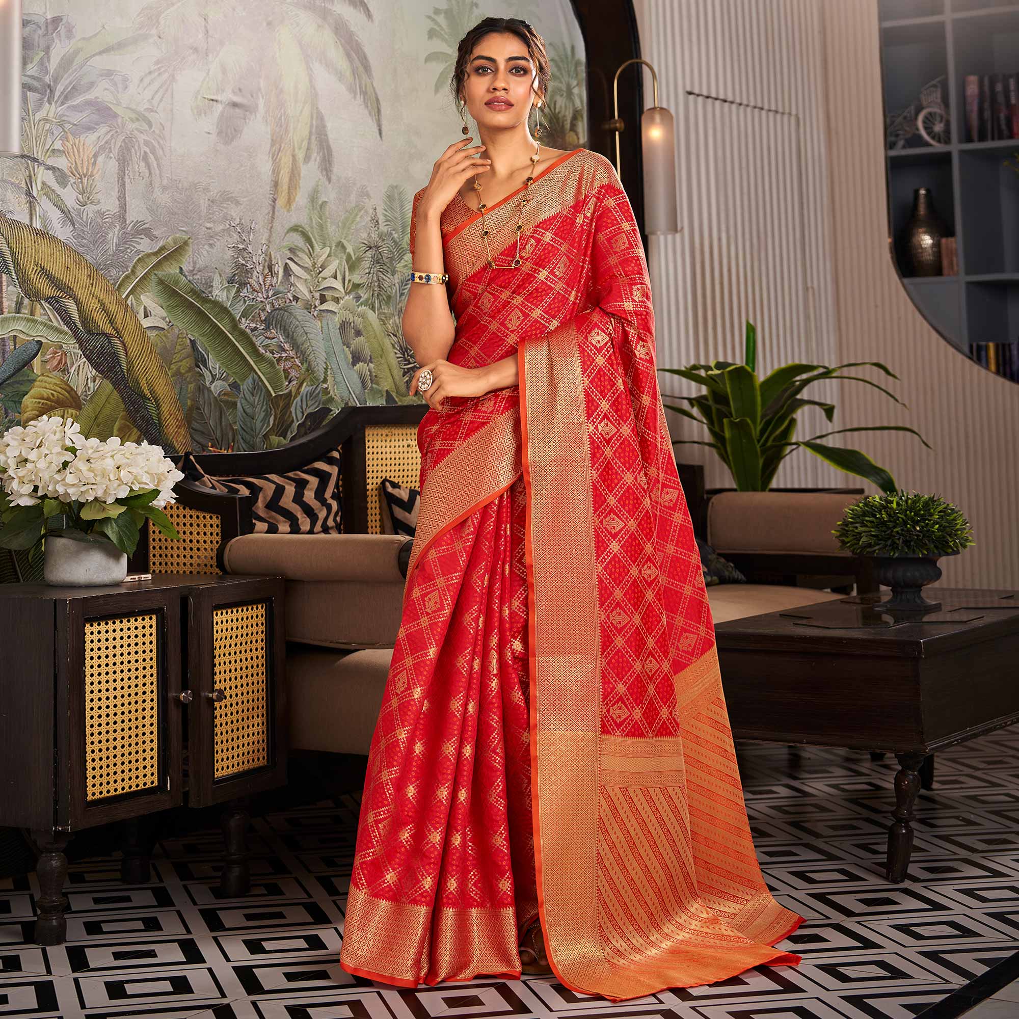 Red Woven Patola Pure Silk Saree