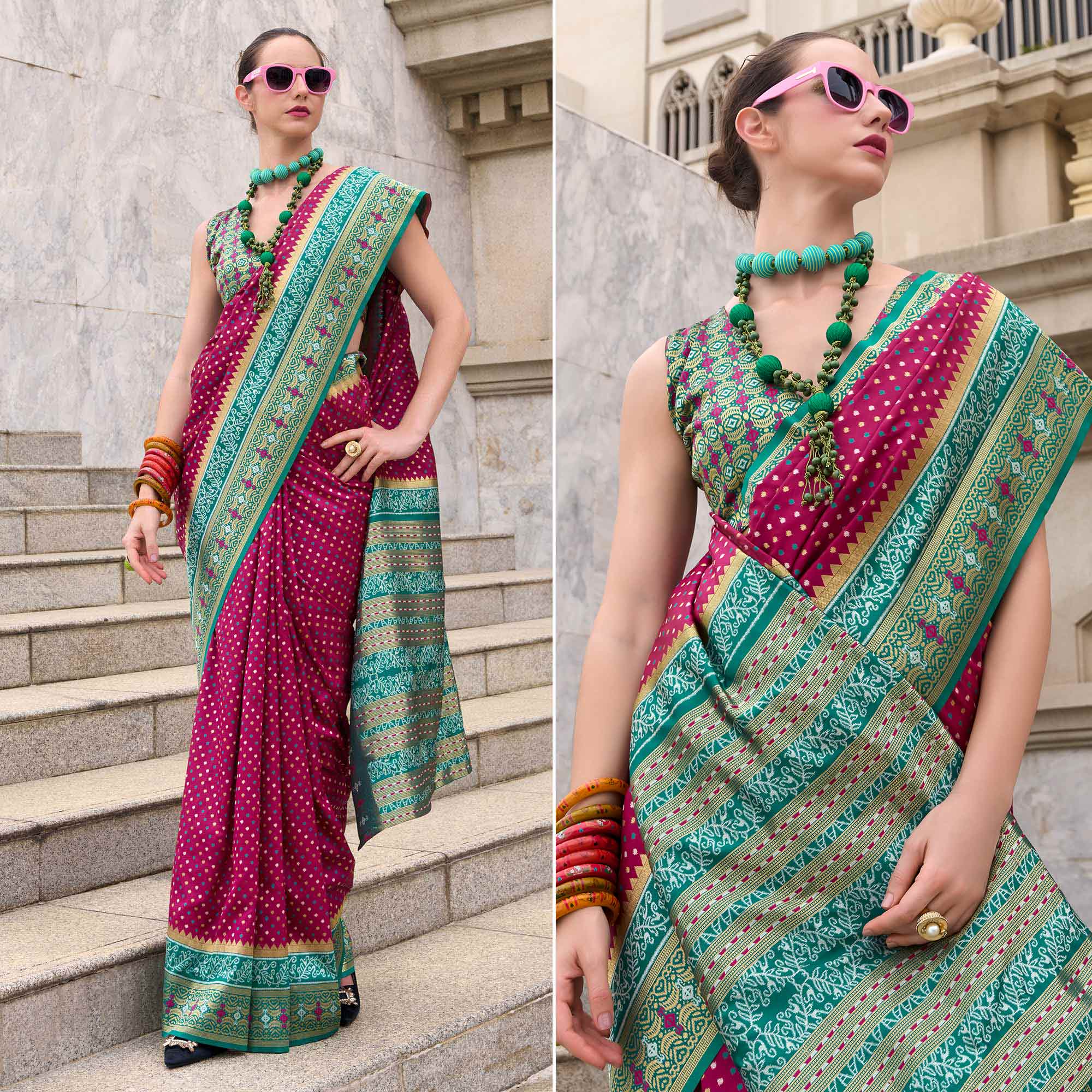 Magenta Zari Woven Banarasi Silk Saree