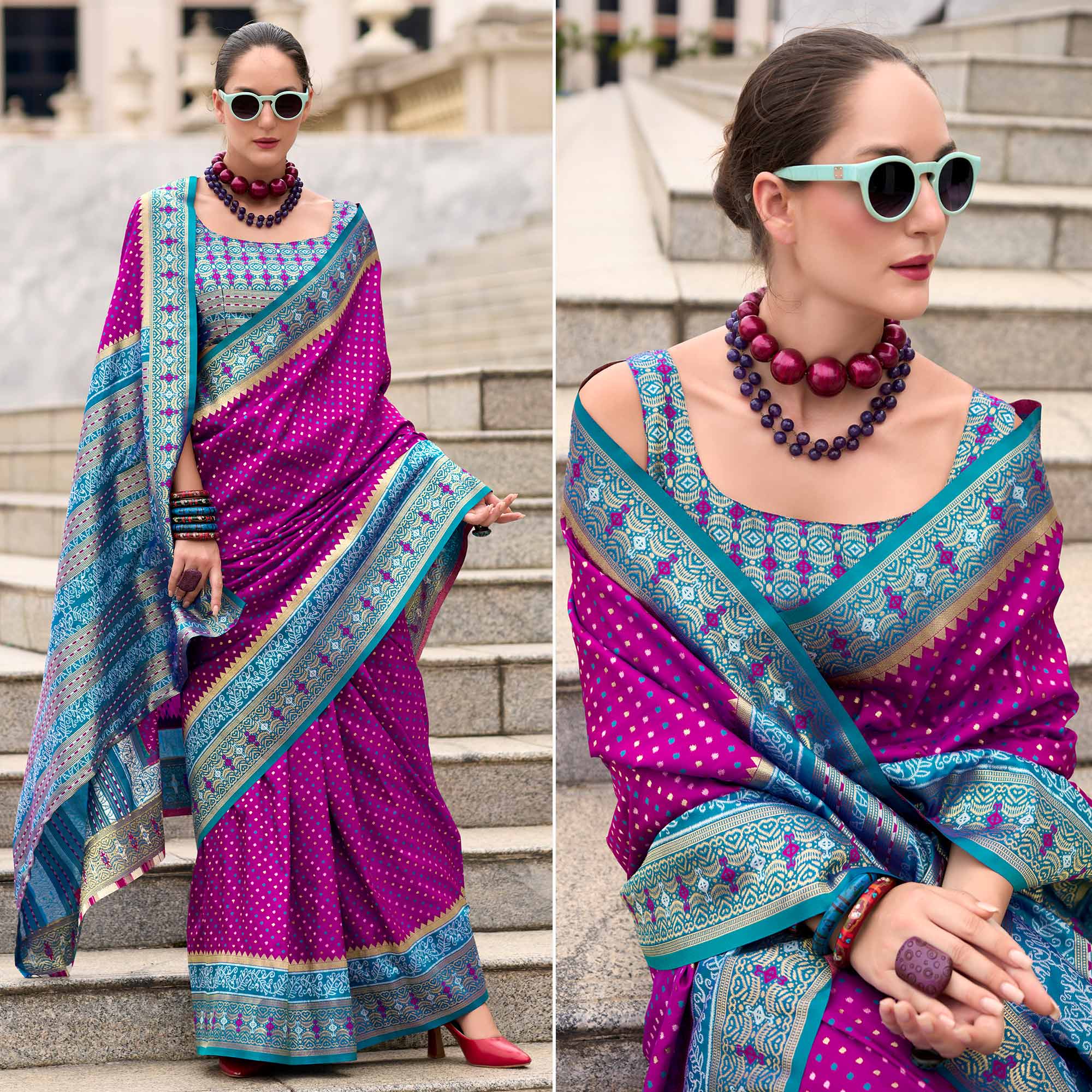 Purple Zari Woven Banarasi Silk Saree
