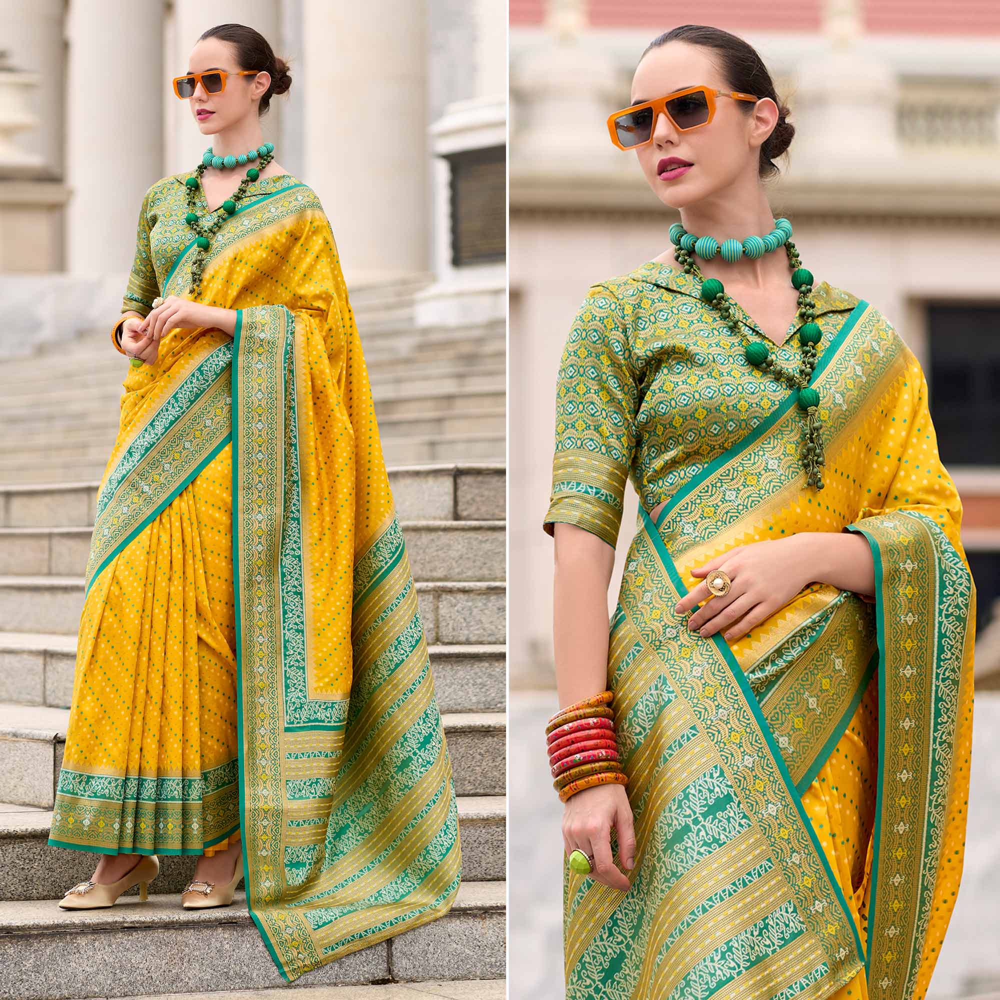 Yellow Zari Woven Banarasi Silk Saree