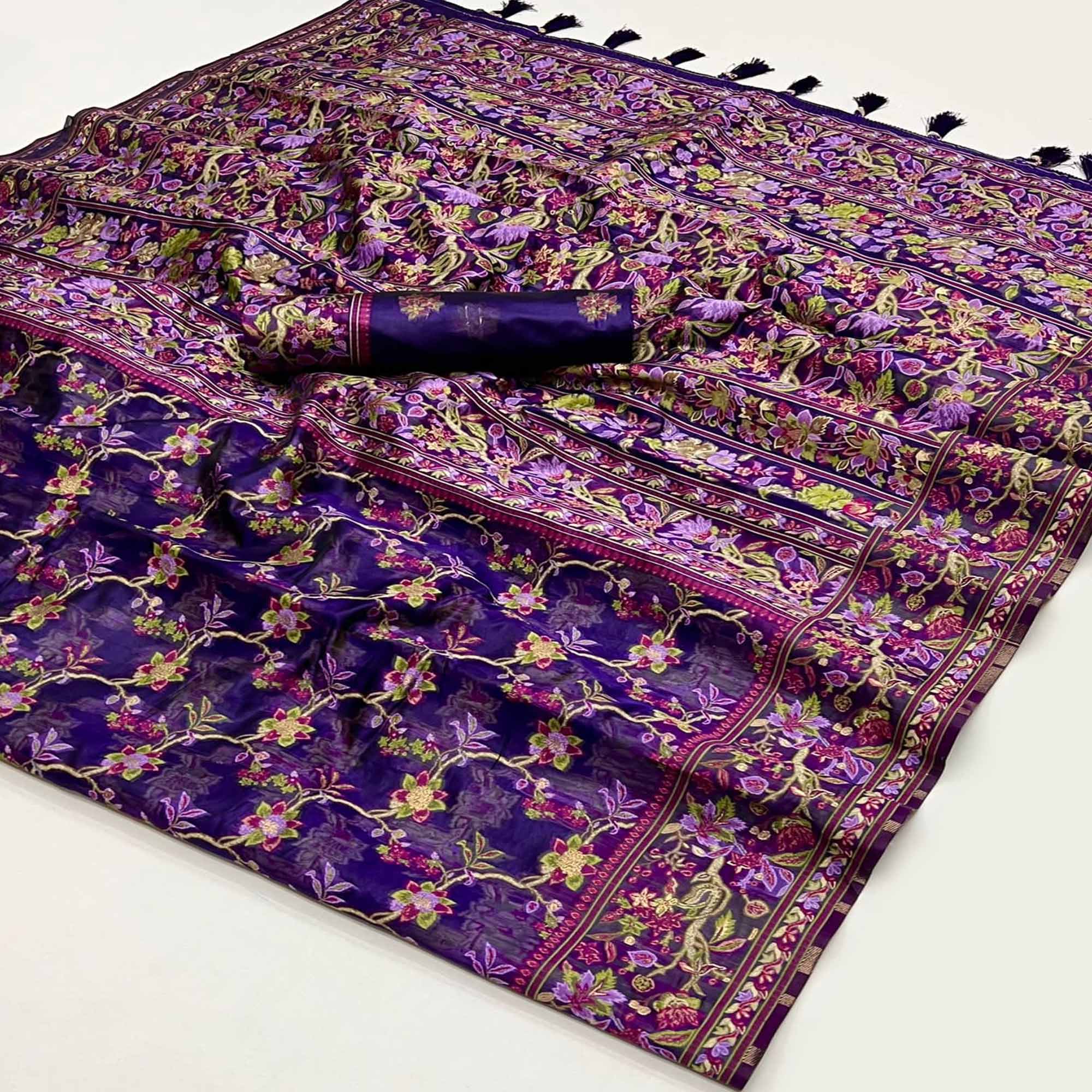 Purple Parsi Woven Organza Saree