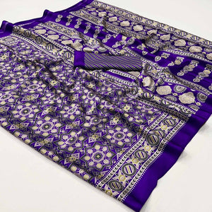 Purple Printed Crepe Saree