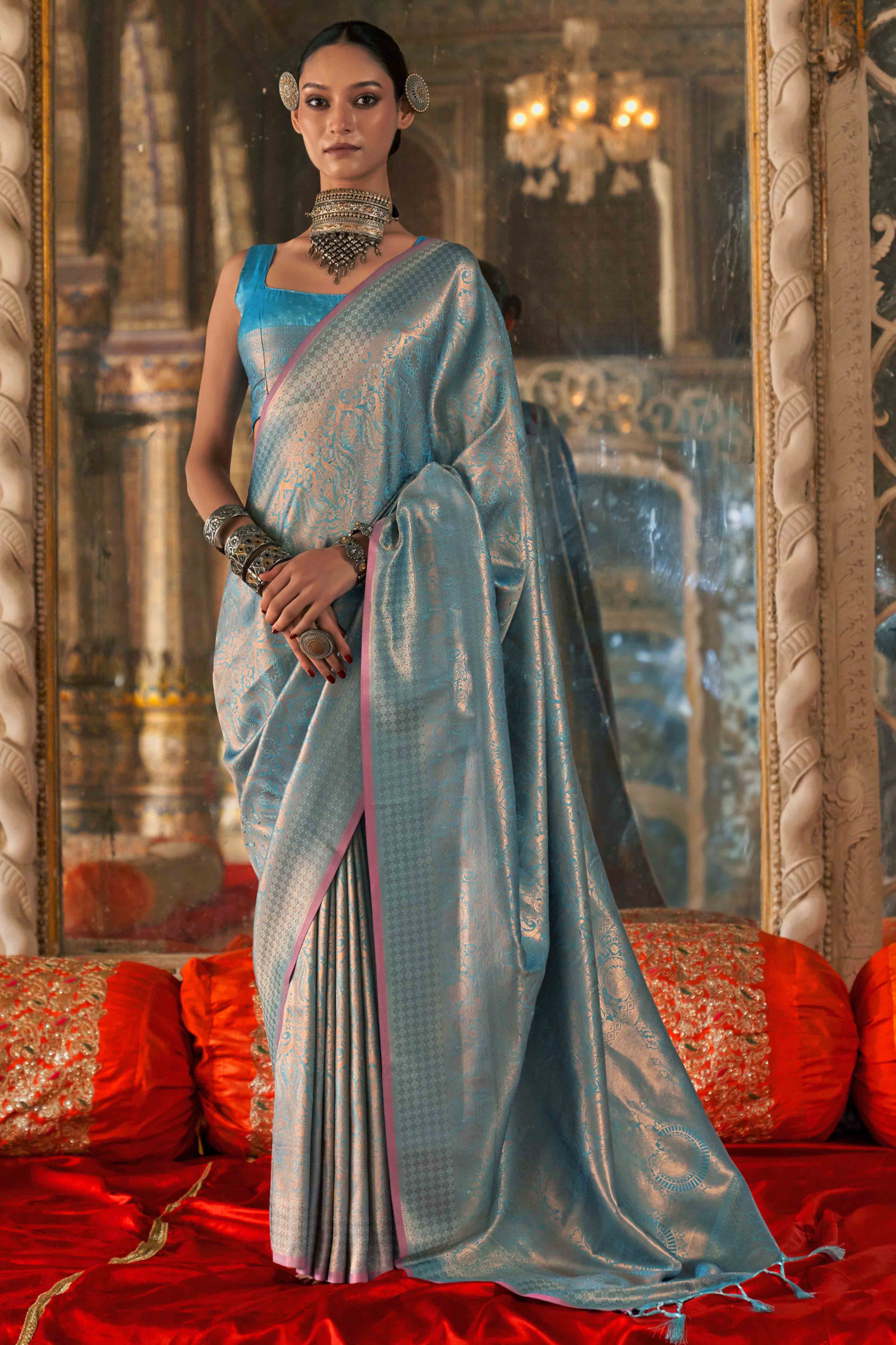 Blue Pure Look Banarasi Saree with Classic Zari Brocade Weaving