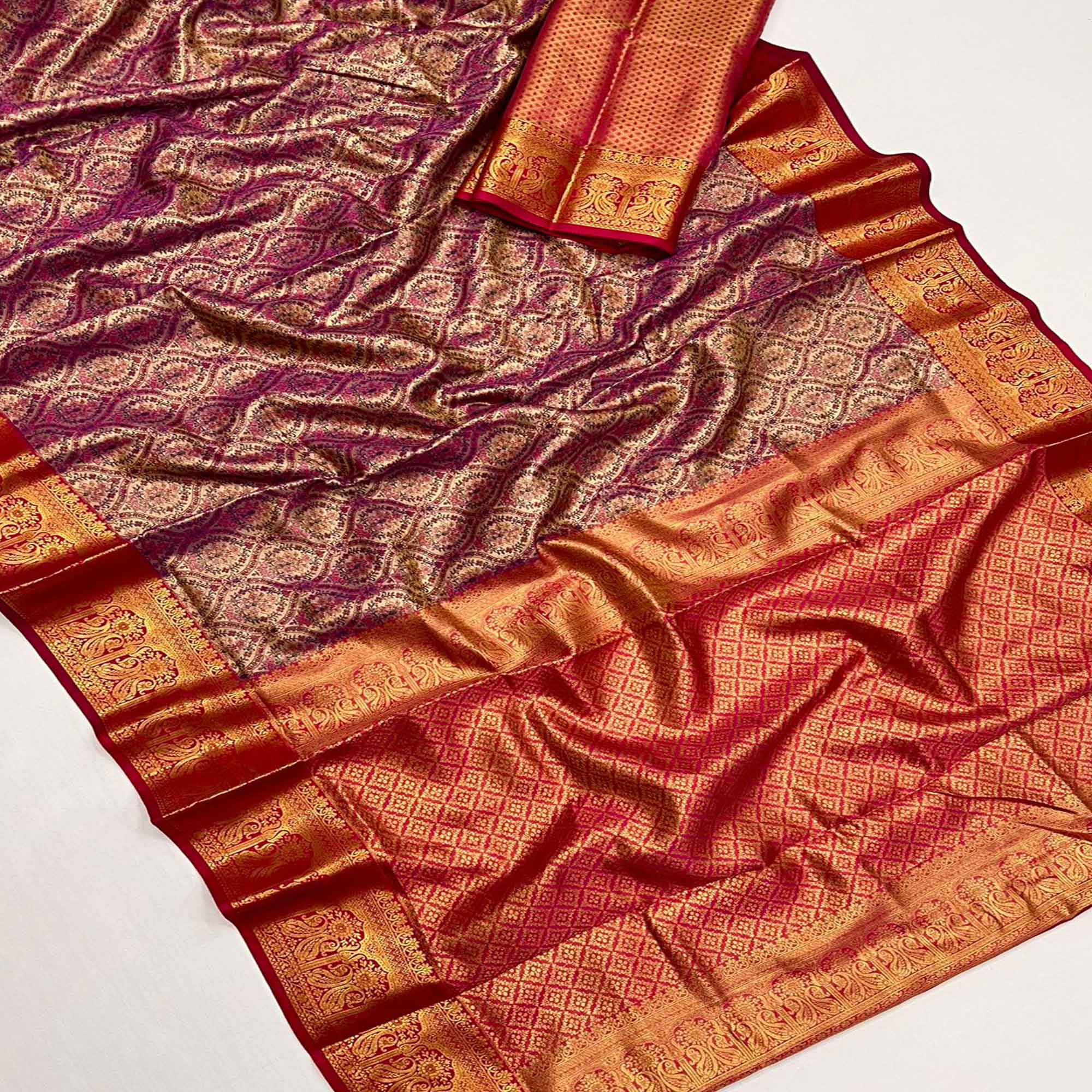 Dark Purple Woven Art Silk Saree