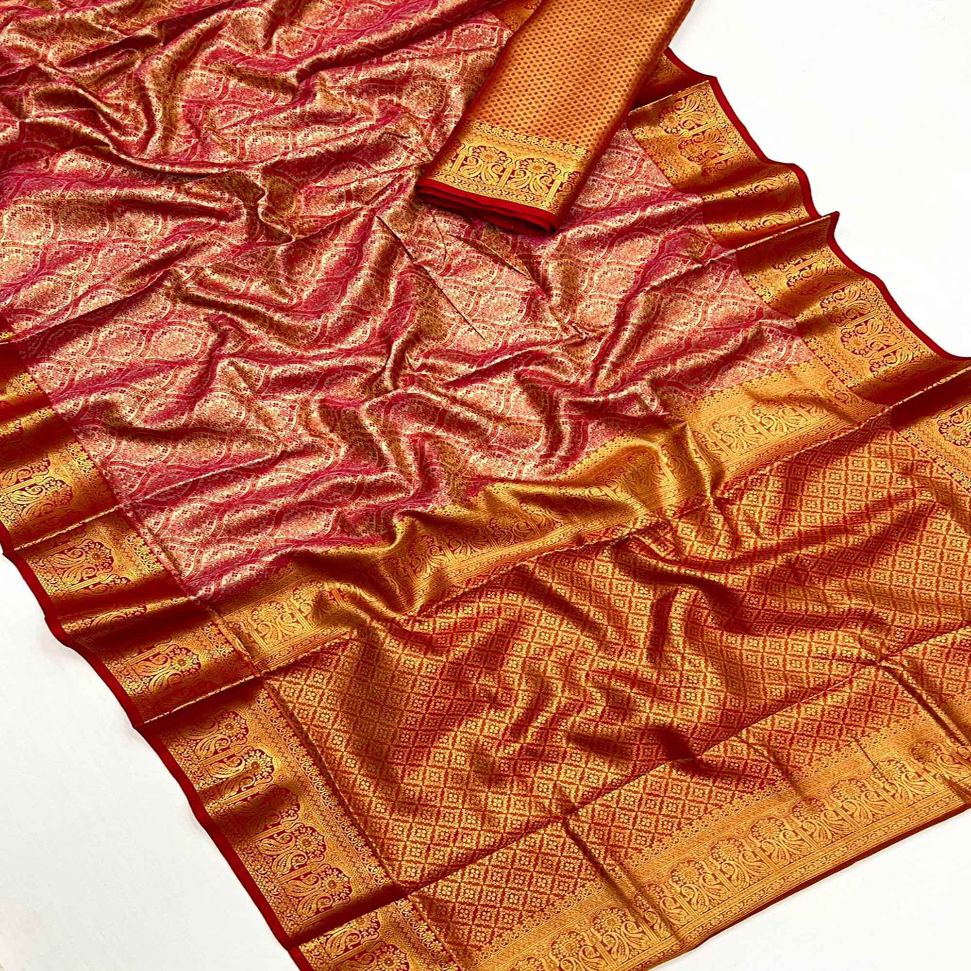 Rani Pink Woven Art Silk Saree