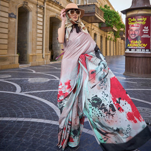 Multicolor Digital Printed Crepe Saree