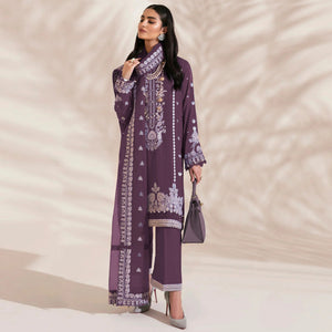 Purple Floral Embroidered Georgette Semi Stitched Pakistani Suit