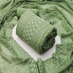 Green Floral Embroidered Dress Material