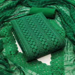 Green Floral Sequins Embroidered Georgette Dress Material