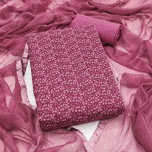 Stylish Mauve Thread Embroidered With Sequins Work Georgette Dress Material For Ethnic Styling