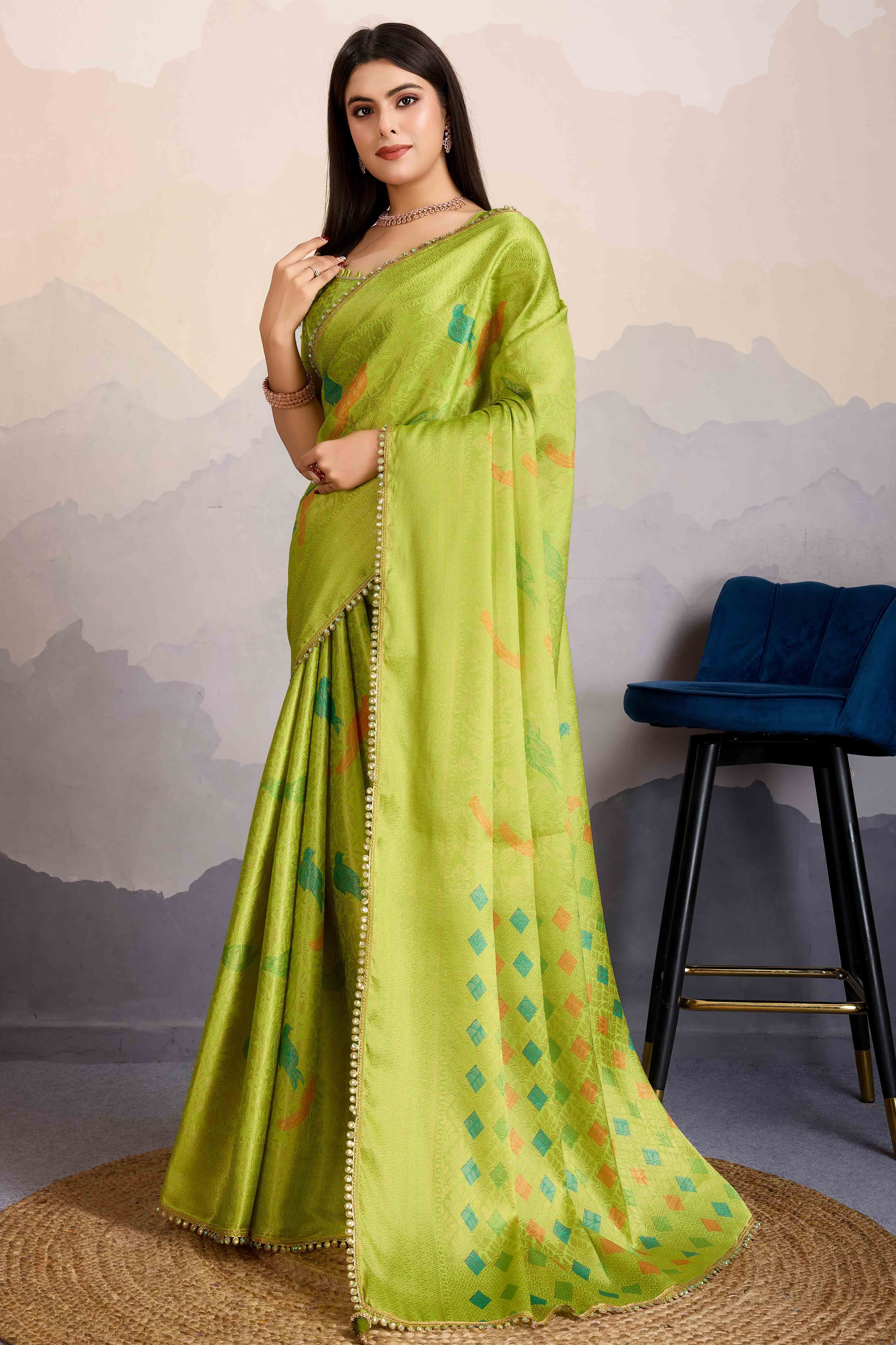 Green Zari Weaving Mysore Brocade Silk Saree