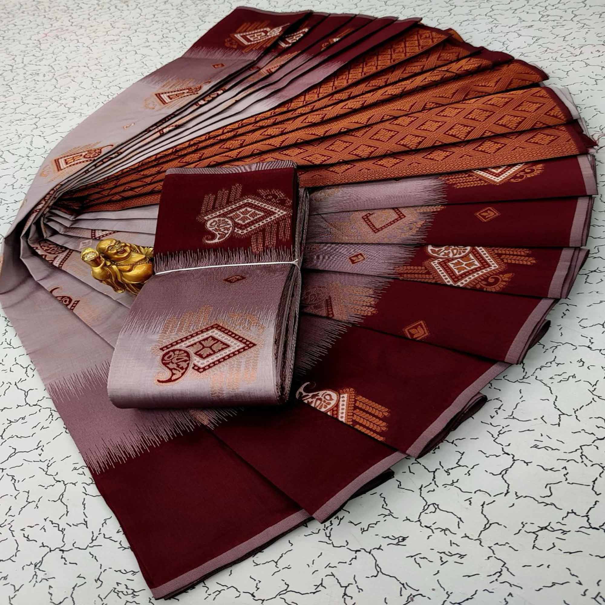 Lavender & Maroon Classic Tissue Silk Saree with Zari Weaving