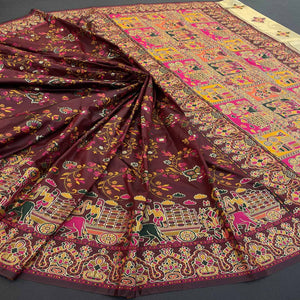 Royal Maroon Pashmina Silk Saree with Rajwadi Zari Weaving
