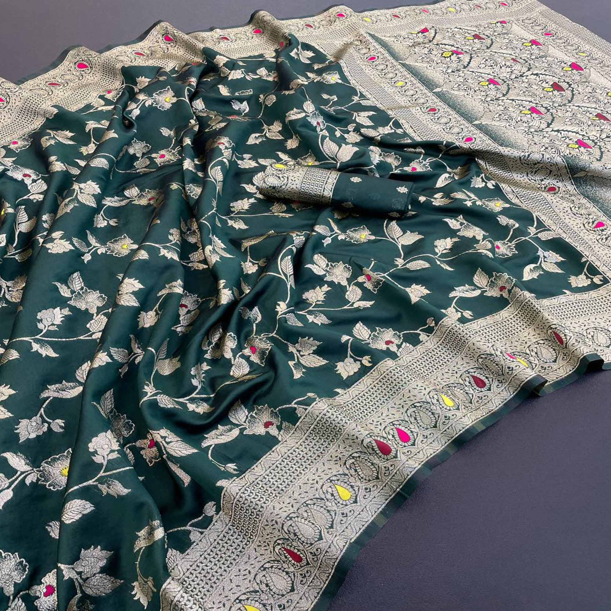 Green Heritage Pure Silk Saree with Heavy Zari Work