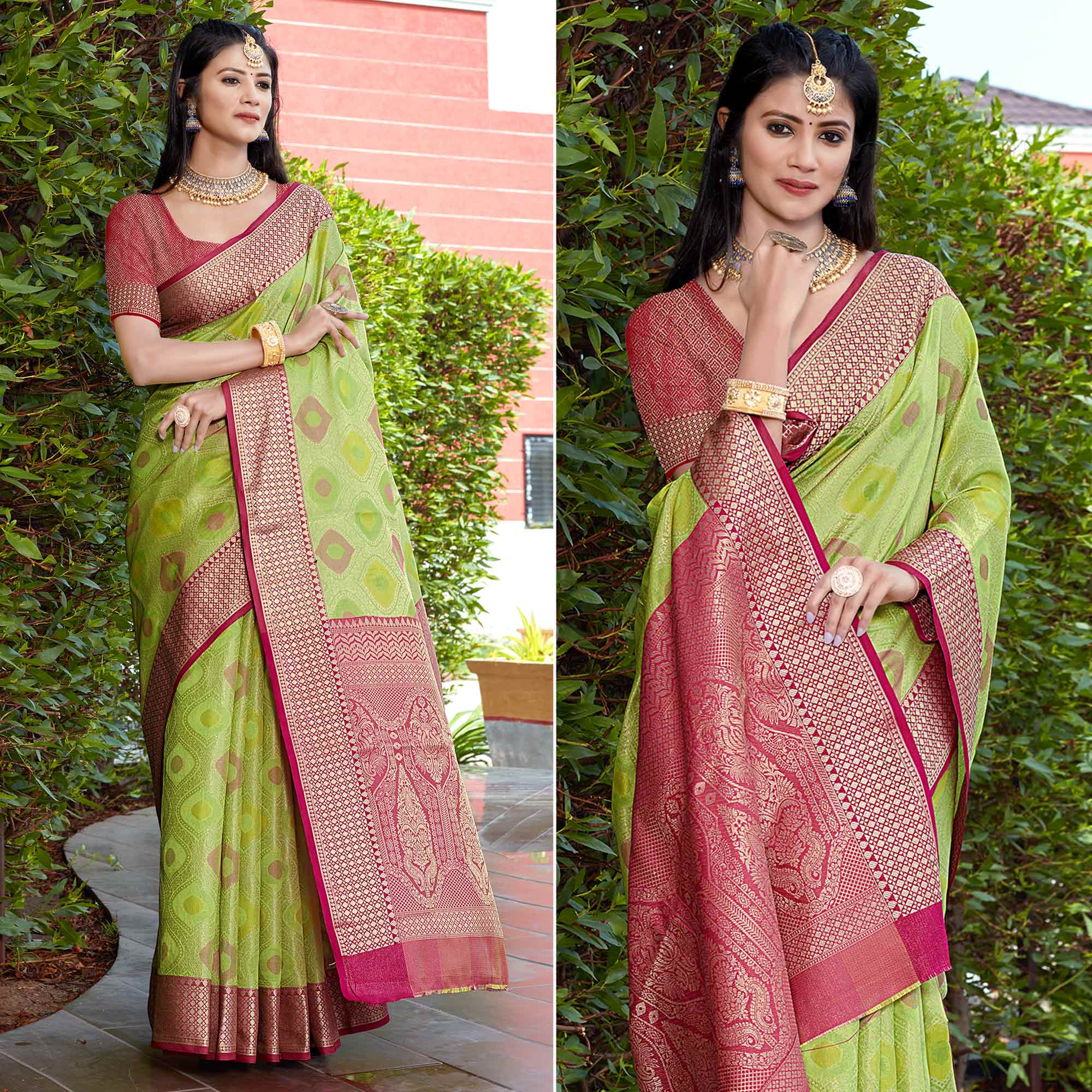 Green Woven Art Silk Saree