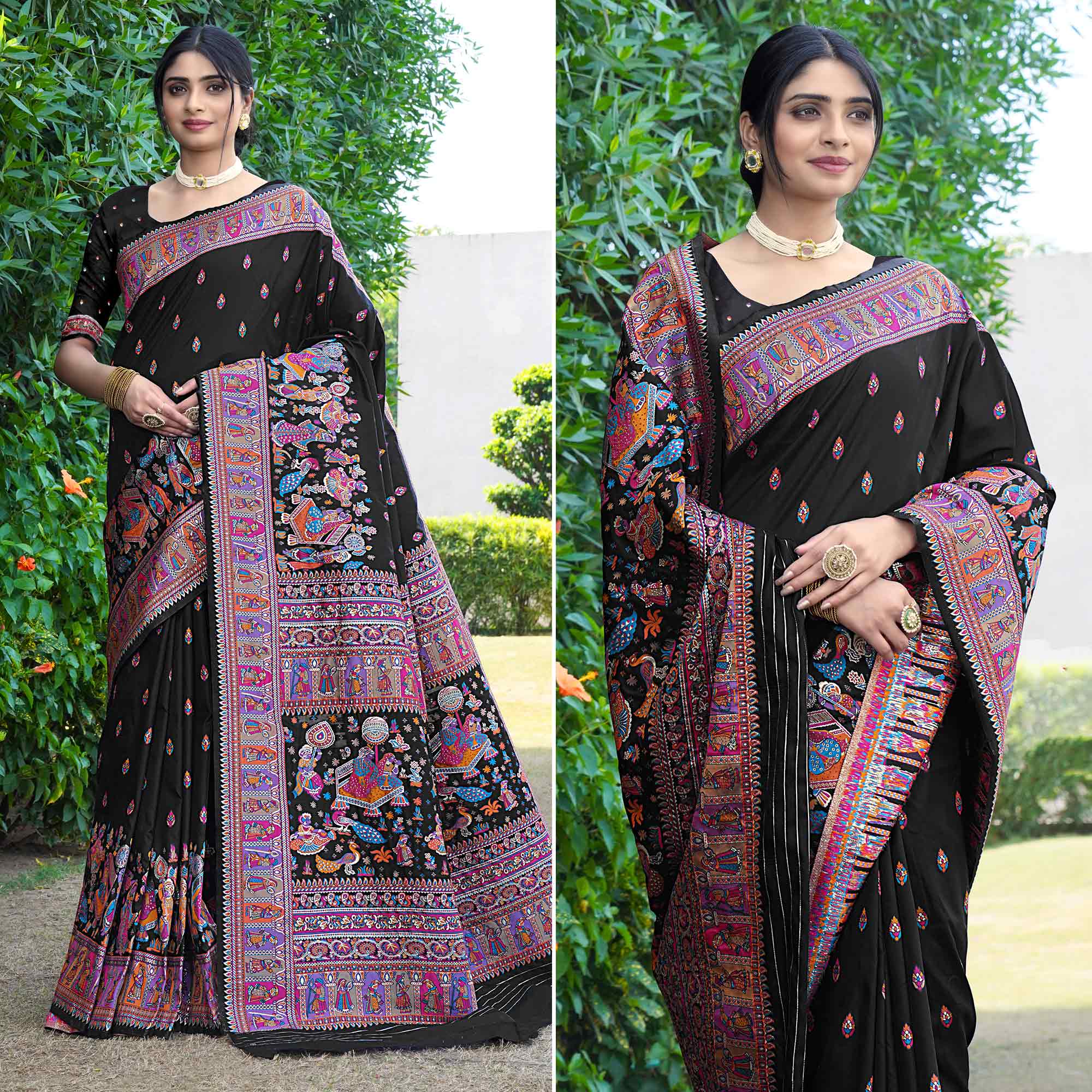 Black Woven Pure Silk Saree