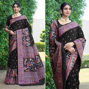 Black Woven Pure Silk Saree