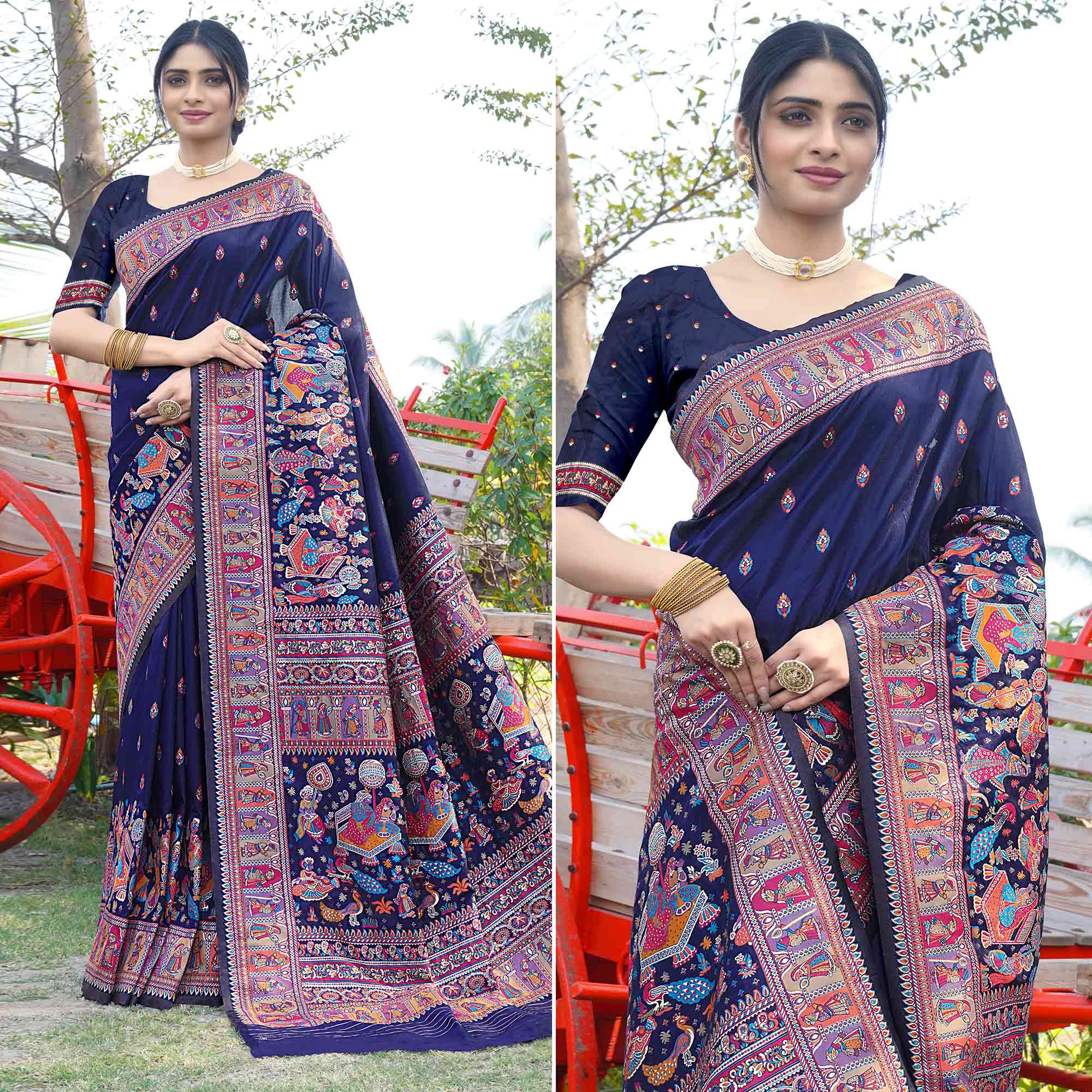 Blue Woven Pure Silk Saree